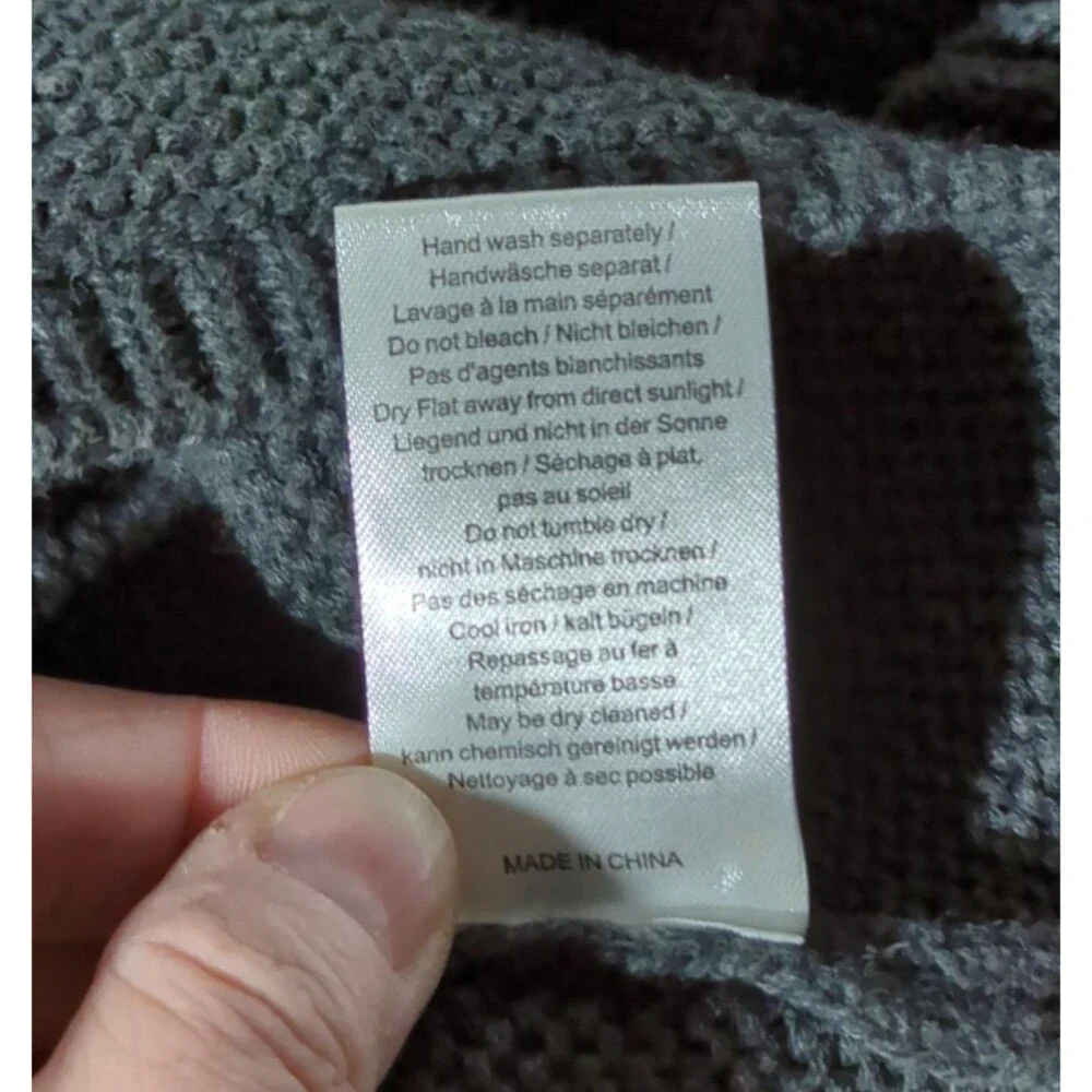 Poetry Sz 18 Sweater Cotton Crew Neck 3/4 Sleeve Gray Lagenlook Minimalist